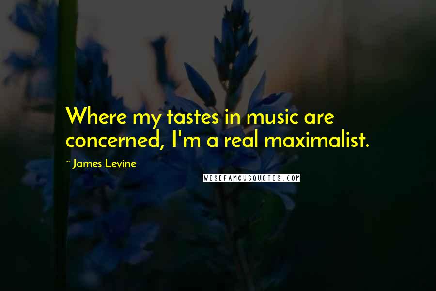 James Levine Quotes: Where my tastes in music are concerned, I'm a real maximalist.