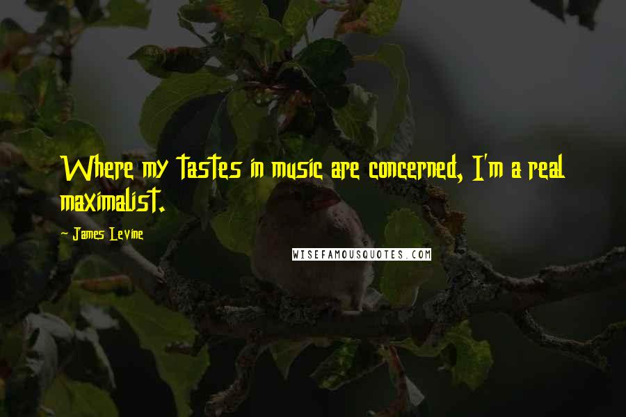 James Levine Quotes: Where my tastes in music are concerned, I'm a real maximalist.