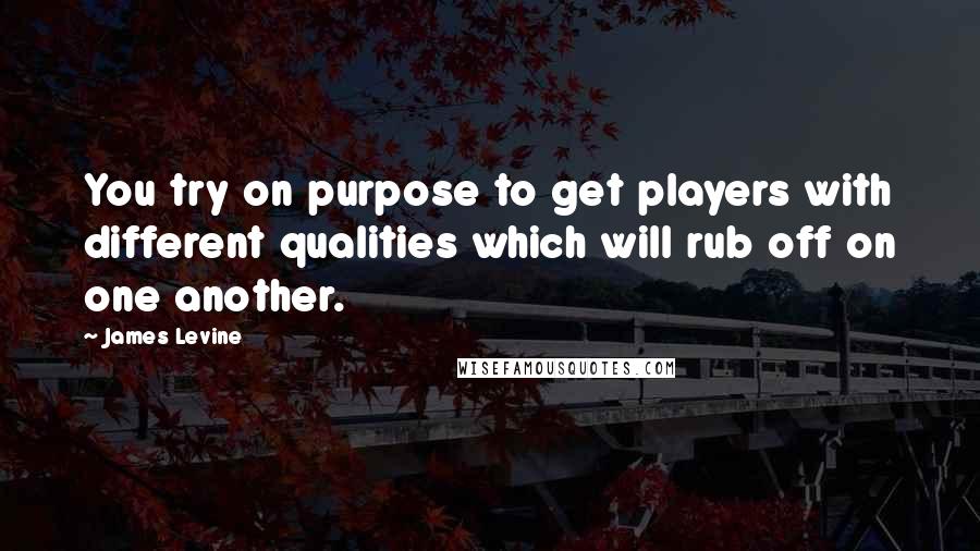 James Levine Quotes: You try on purpose to get players with different qualities which will rub off on one another.