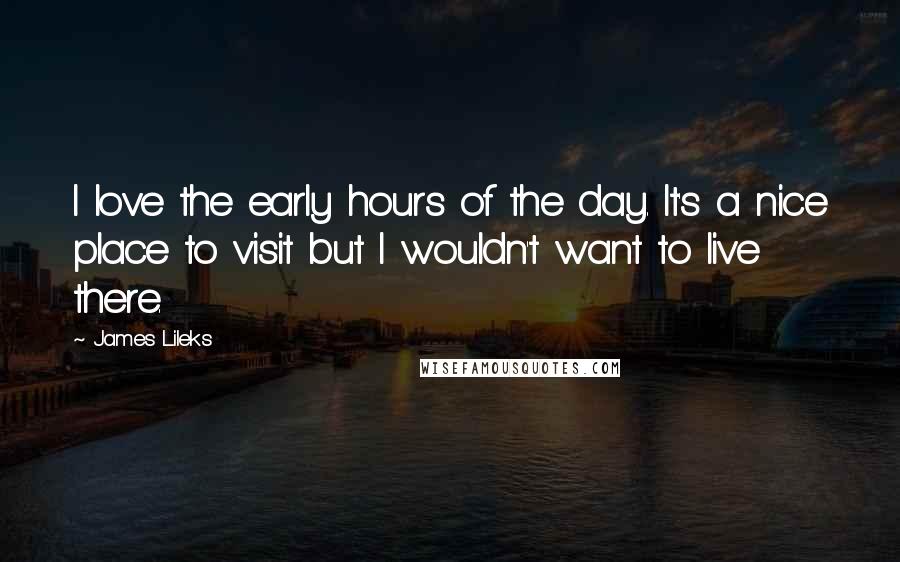 James Lileks Quotes: I love the early hours of the day. It's a nice place to visit but I wouldn't want to live there.