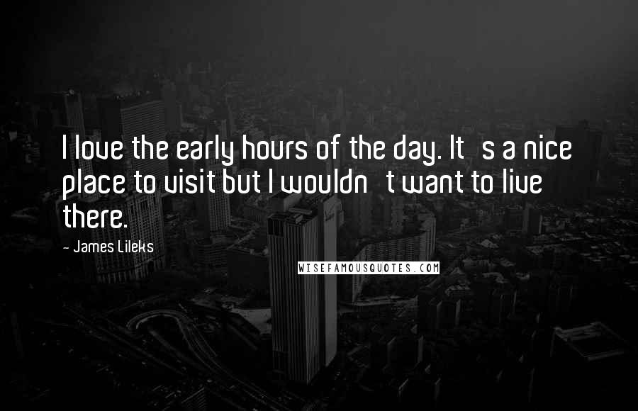 James Lileks Quotes: I love the early hours of the day. It's a nice place to visit but I wouldn't want to live there.