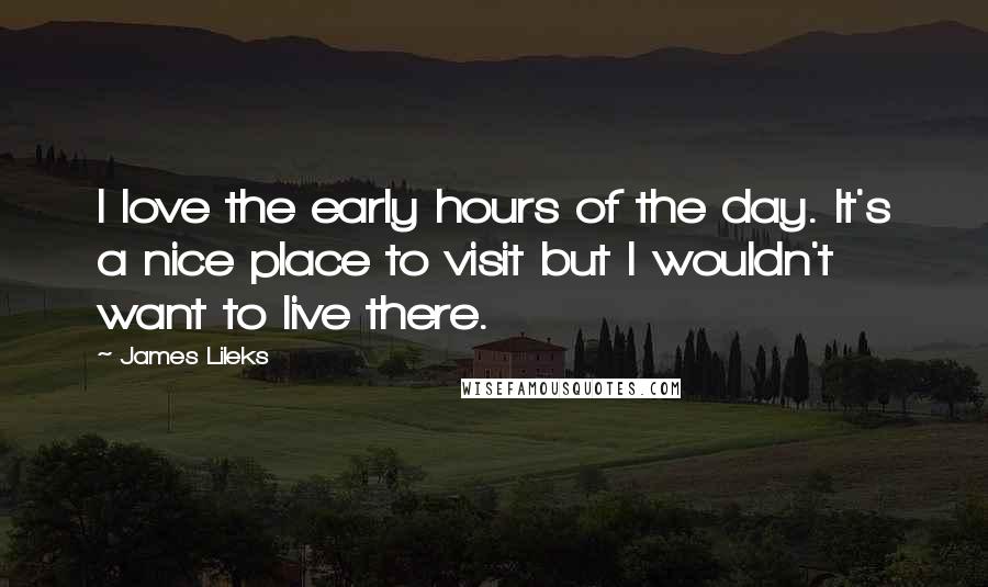 James Lileks Quotes: I love the early hours of the day. It's a nice place to visit but I wouldn't want to live there.