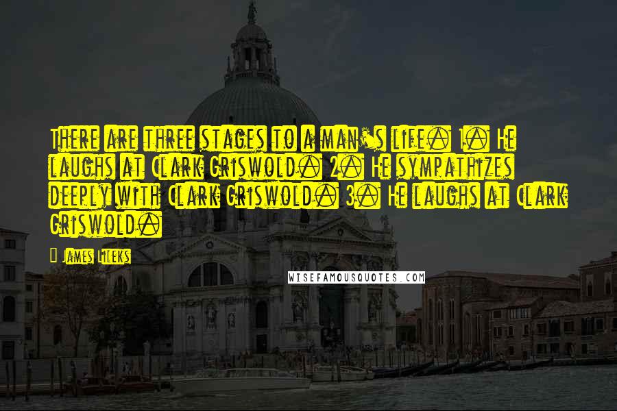 James Lileks Quotes: There are three stages to a man's life. 1. He laughs at Clark Griswold. 2. He sympathizes deeply with Clark Griswold. 3. He laughs at Clark Griswold.
