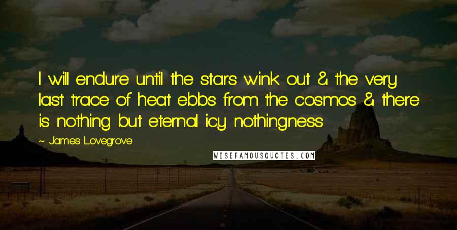 James Lovegrove Quotes: I will endure until the stars wink out & the very last trace of heat ebbs from the cosmos & there is nothing but eternal icy nothingness