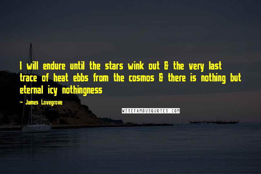 James Lovegrove Quotes: I will endure until the stars wink out & the very last trace of heat ebbs from the cosmos & there is nothing but eternal icy nothingness