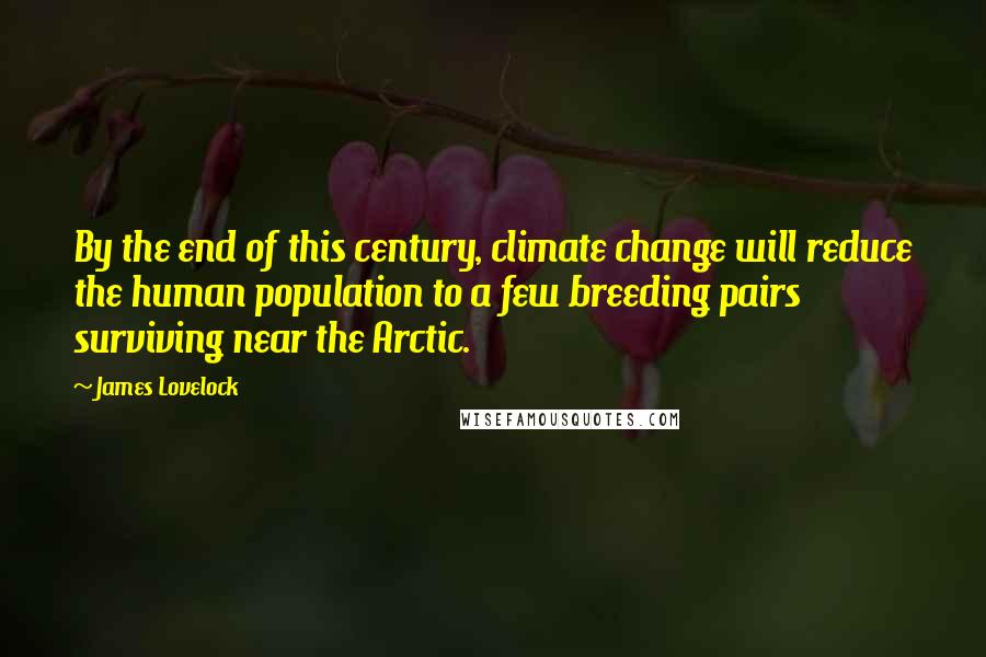 James Lovelock Quotes: By the end of this century, climate change will reduce the human population to a few breeding pairs surviving near the Arctic.