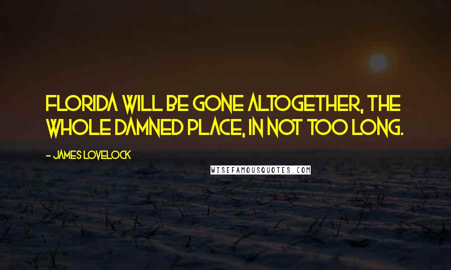 James Lovelock Quotes: Florida will be gone altogether, the whole damned place, in not too long.