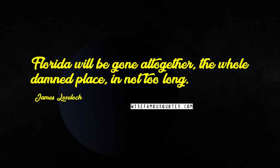 James Lovelock Quotes: Florida will be gone altogether, the whole damned place, in not too long.