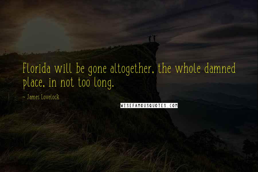 James Lovelock Quotes: Florida will be gone altogether, the whole damned place, in not too long.