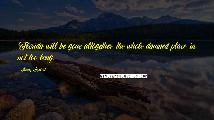 James Lovelock Quotes: Florida will be gone altogether, the whole damned place, in not too long.