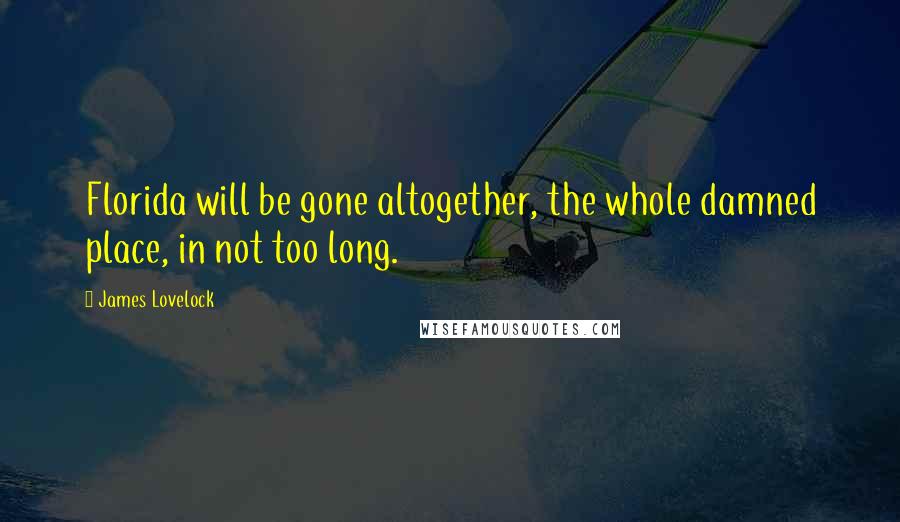 James Lovelock Quotes: Florida will be gone altogether, the whole damned place, in not too long.
