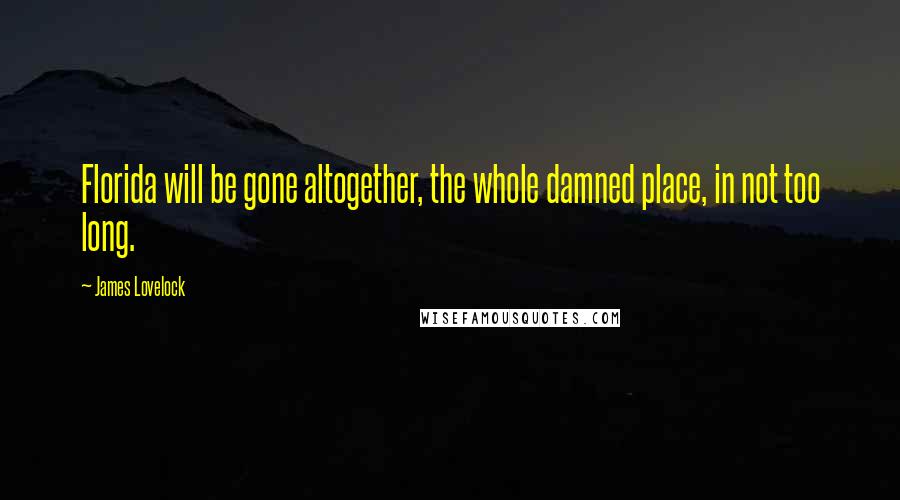 James Lovelock Quotes: Florida will be gone altogether, the whole damned place, in not too long.