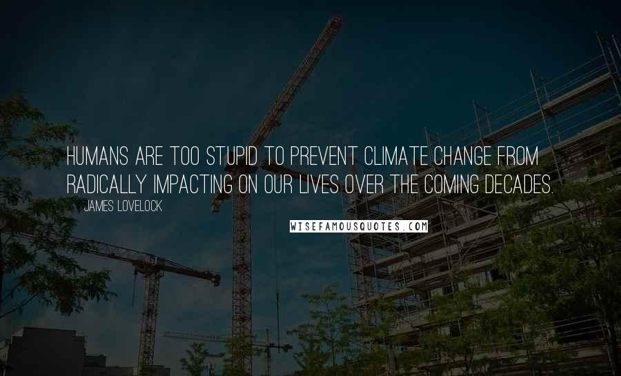 James Lovelock Quotes: Humans are too stupid to prevent climate change from radically impacting on our lives over the coming decades.