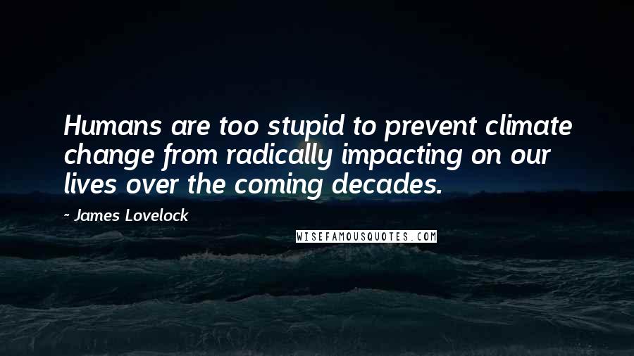 James Lovelock Quotes: Humans are too stupid to prevent climate change from radically impacting on our lives over the coming decades.