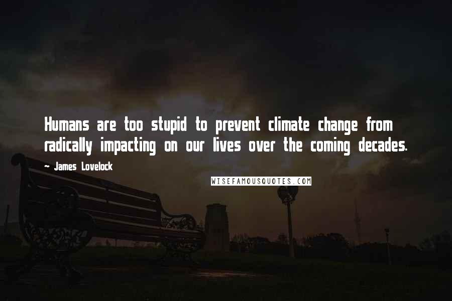 James Lovelock Quotes: Humans are too stupid to prevent climate change from radically impacting on our lives over the coming decades.