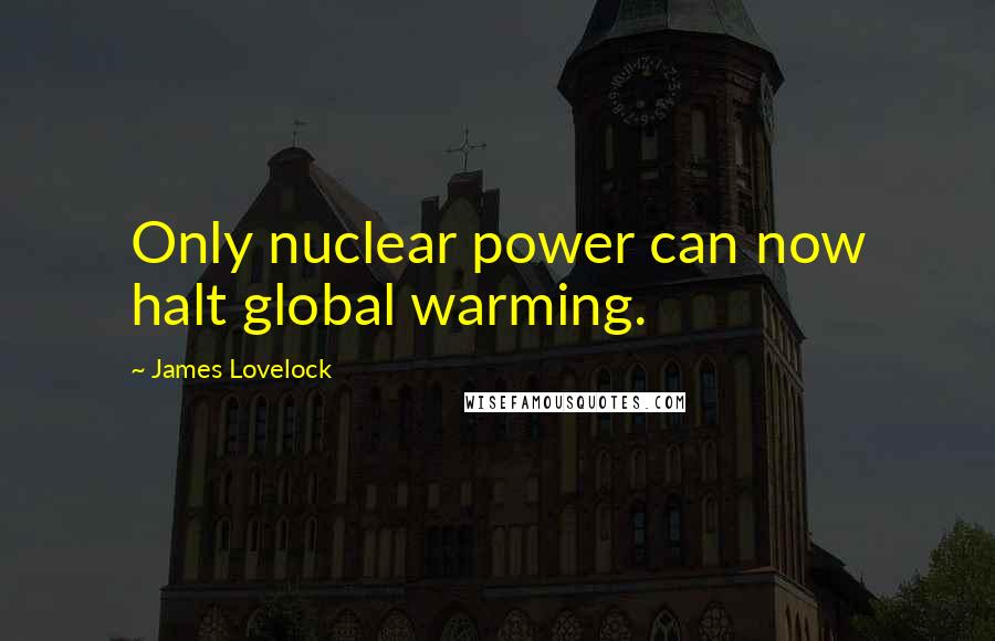 James Lovelock Quotes: Only nuclear power can now halt global warming.