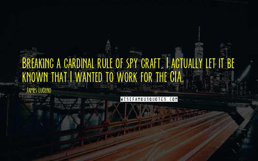 James Luceno Quotes: Breaking a cardinal rule of spy craft, I actually let it be known that I wanted to work for the CIA.