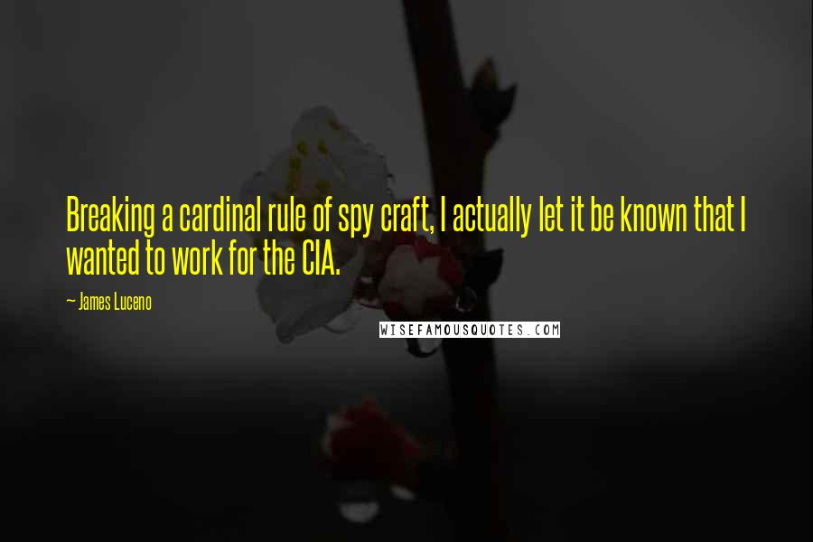 James Luceno Quotes: Breaking a cardinal rule of spy craft, I actually let it be known that I wanted to work for the CIA.