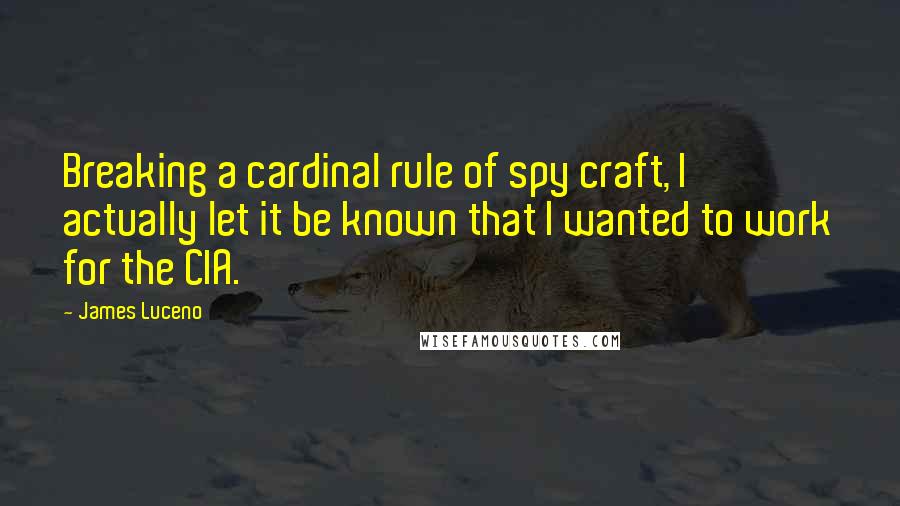 James Luceno Quotes: Breaking a cardinal rule of spy craft, I actually let it be known that I wanted to work for the CIA.