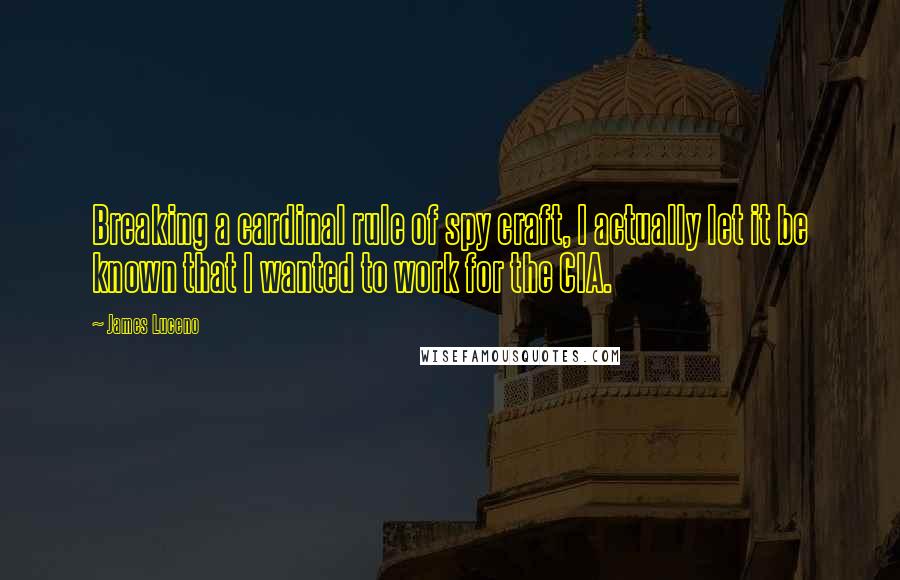 James Luceno Quotes: Breaking a cardinal rule of spy craft, I actually let it be known that I wanted to work for the CIA.