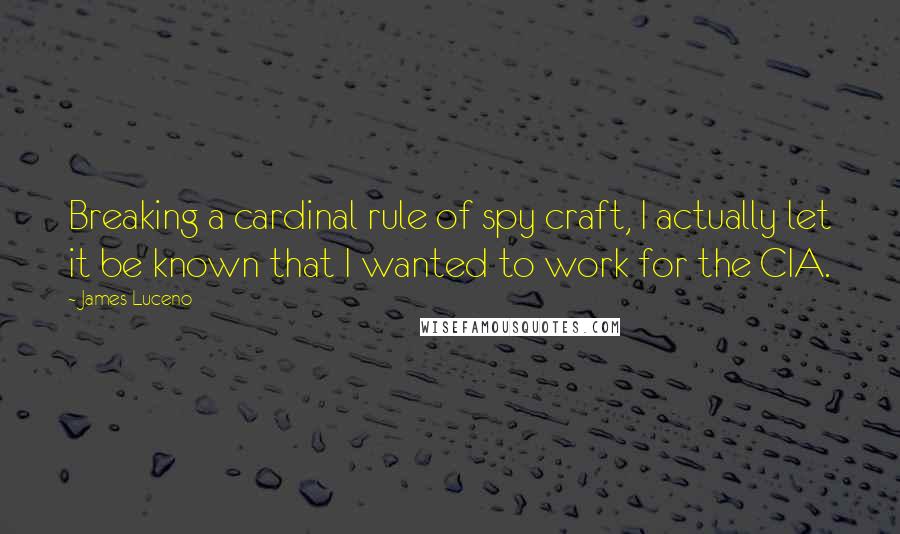 James Luceno Quotes: Breaking a cardinal rule of spy craft, I actually let it be known that I wanted to work for the CIA.