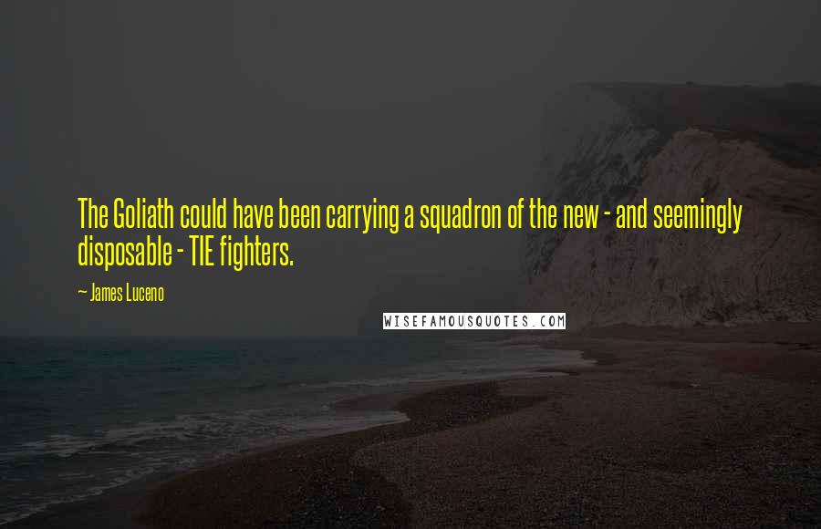 James Luceno Quotes: The Goliath could have been carrying a squadron of the new - and seemingly disposable - TIE fighters.