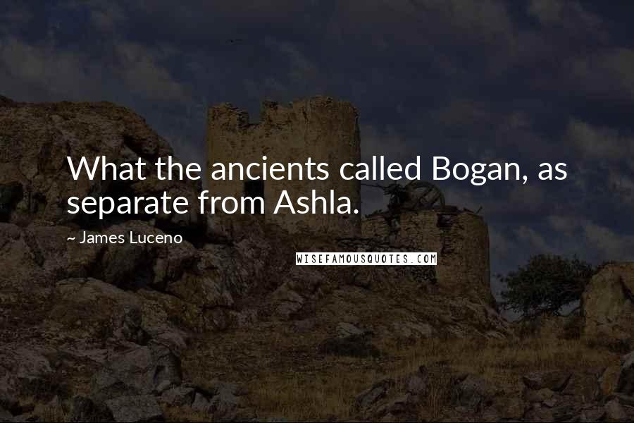 James Luceno Quotes: What the ancients called Bogan, as separate from Ashla.