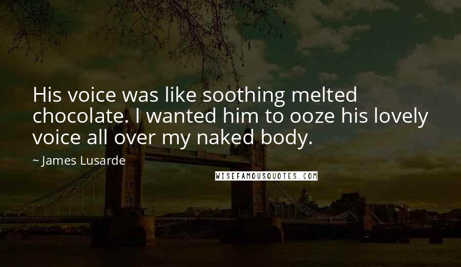 James Lusarde Quotes: His voice was like soothing melted chocolate. I wanted him to ooze his lovely voice all over my naked body.