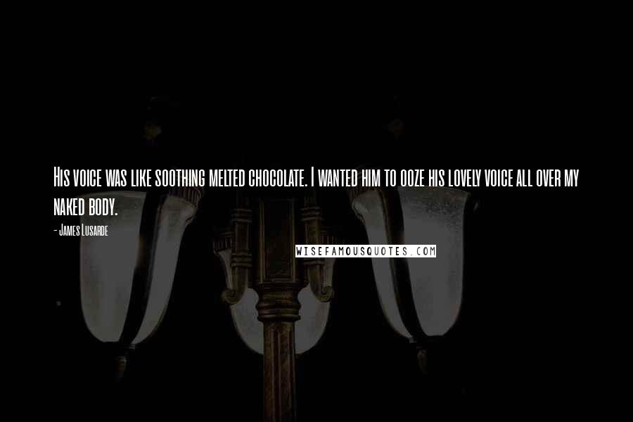 James Lusarde Quotes: His voice was like soothing melted chocolate. I wanted him to ooze his lovely voice all over my naked body.