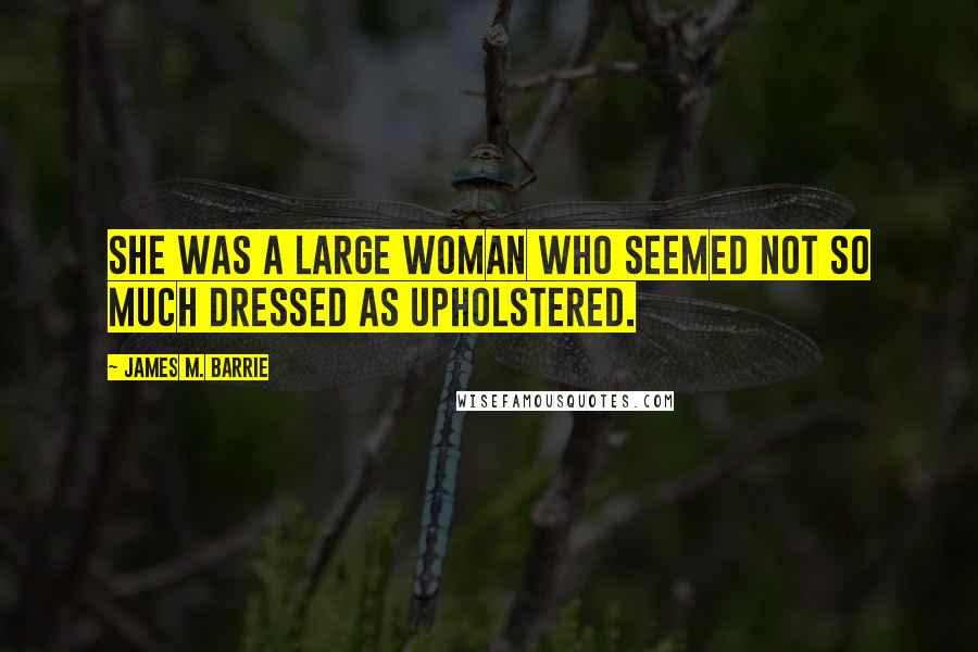 James M. Barrie Quotes: She was a large woman who seemed not so much dressed as upholstered.