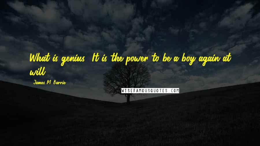 James M. Barrie Quotes: What is genius? It is the power to be a boy again at will.