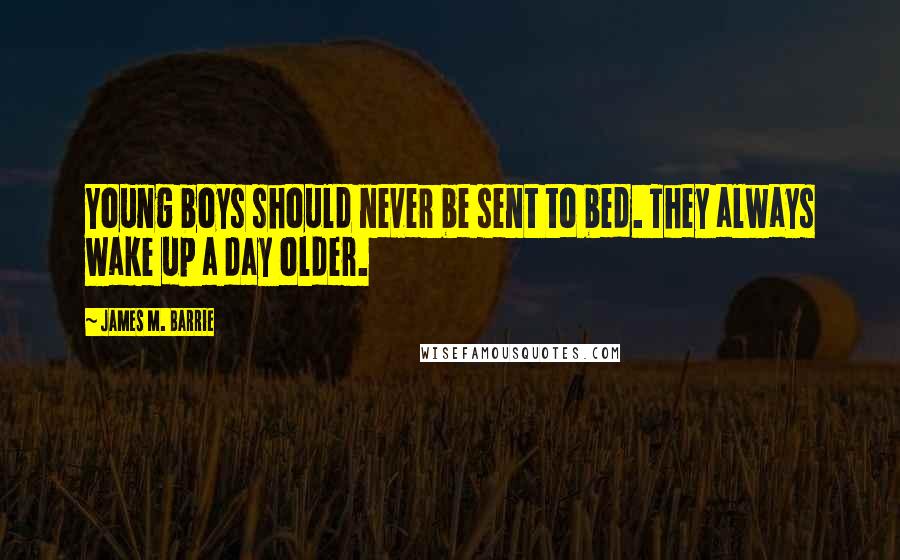James M. Barrie Quotes: Young boys should never be sent to bed. They always wake up a day older.