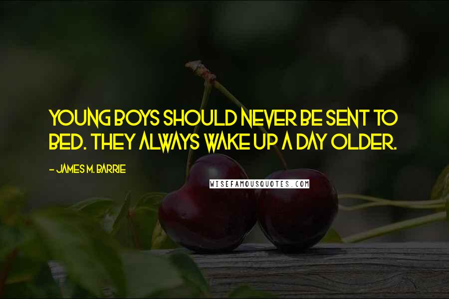 James M. Barrie Quotes: Young boys should never be sent to bed. They always wake up a day older.