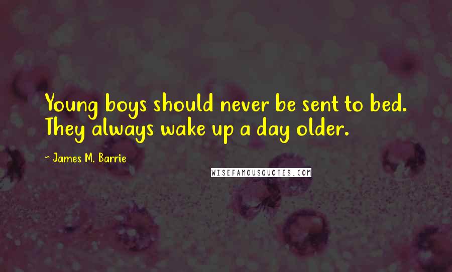 James M. Barrie Quotes: Young boys should never be sent to bed. They always wake up a day older.