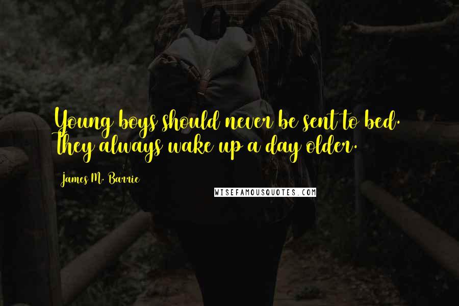 James M. Barrie Quotes: Young boys should never be sent to bed. They always wake up a day older.