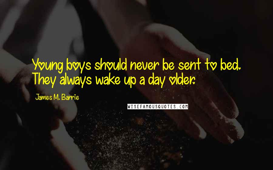 James M. Barrie Quotes: Young boys should never be sent to bed. They always wake up a day older.