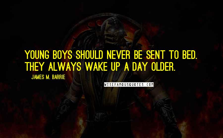 James M. Barrie Quotes: Young boys should never be sent to bed. They always wake up a day older.