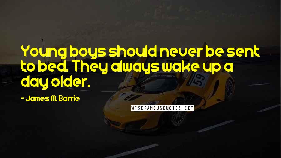 James M. Barrie Quotes: Young boys should never be sent to bed. They always wake up a day older.
