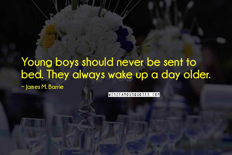 James M. Barrie Quotes: Young boys should never be sent to bed. They always wake up a day older.