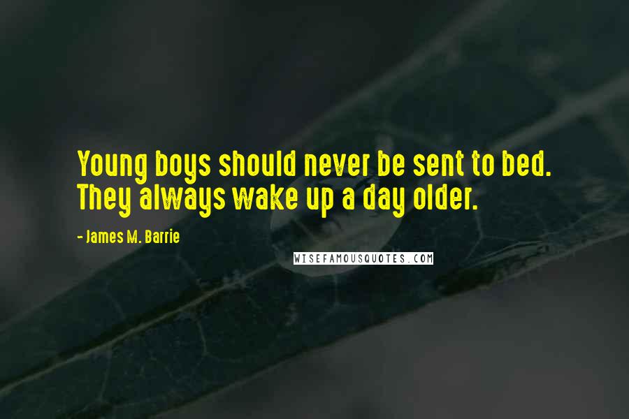 James M. Barrie Quotes: Young boys should never be sent to bed. They always wake up a day older.