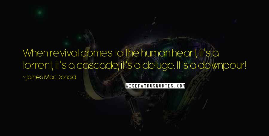 James MacDonald Quotes: When revival comes to the human heart, it's a torrent, it's a cascade, it's a deluge. It's a downpour!
