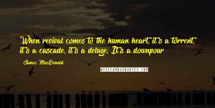 James MacDonald Quotes: When revival comes to the human heart, it's a torrent, it's a cascade, it's a deluge. It's a downpour!