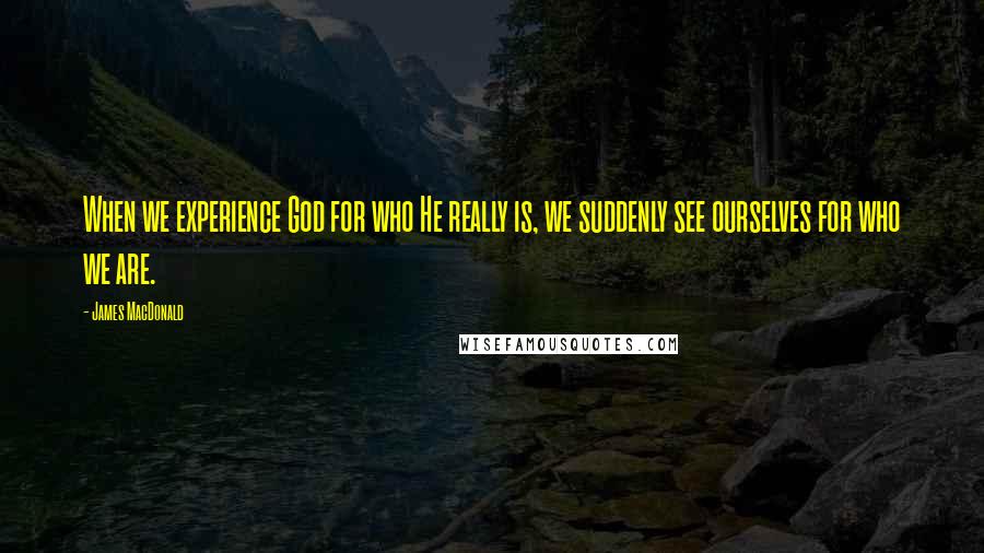 James MacDonald Quotes: When we experience God for who He really is, we suddenly see ourselves for who we are.