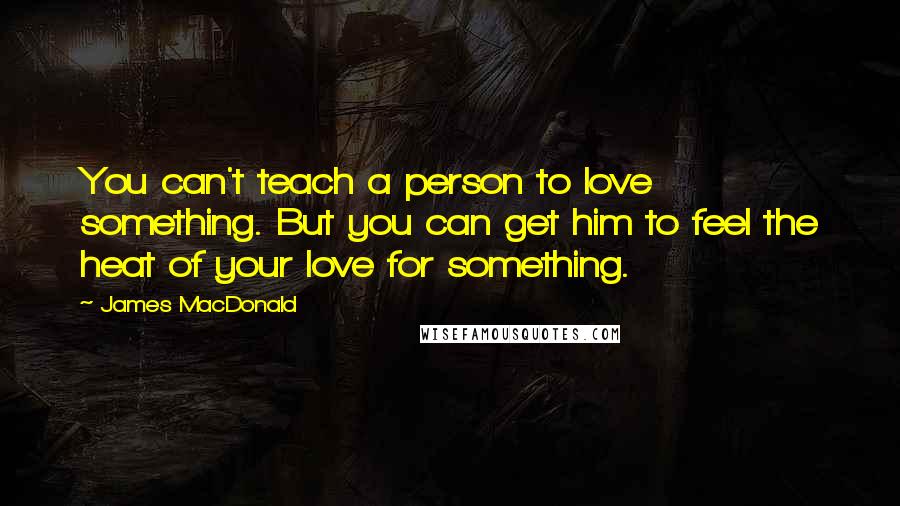 James MacDonald Quotes: You can't teach a person to love something. But you can get him to feel the heat of your love for something.