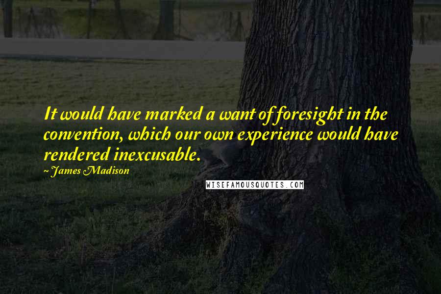 James Madison Quotes: It would have marked a want of foresight in the convention, which our own experience would have rendered inexcusable.