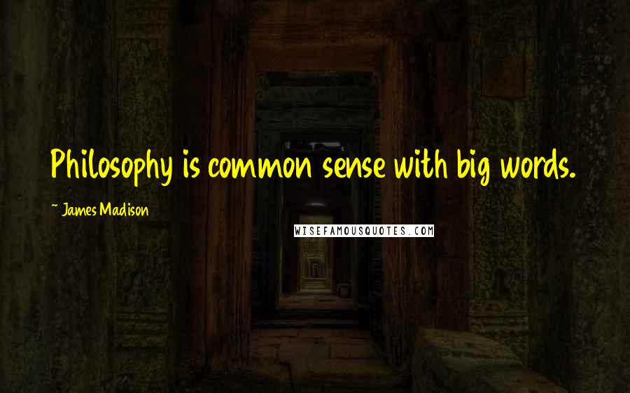 James Madison Quotes: Philosophy is common sense with big words.