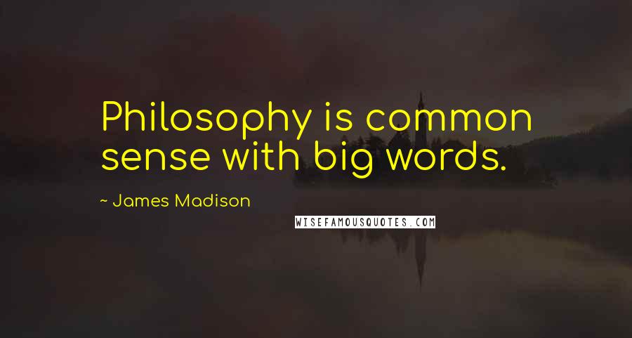 James Madison Quotes: Philosophy is common sense with big words.