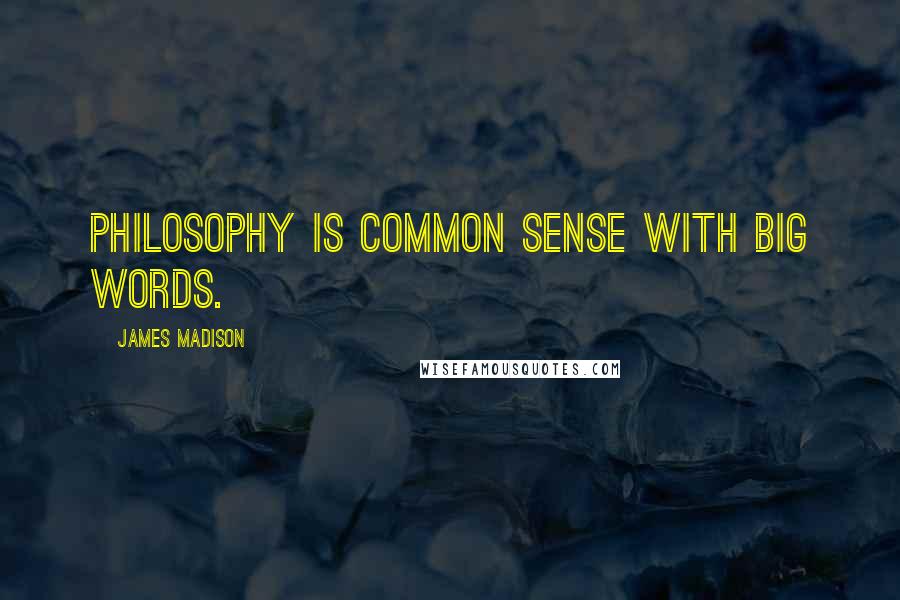 James Madison Quotes: Philosophy is common sense with big words.