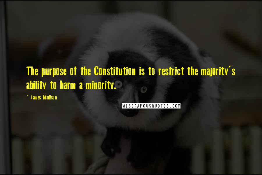 James Madison Quotes: The purpose of the Constitution is to restrict the majority's ability to harm a minority.
