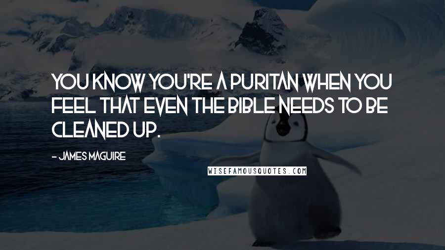 James Maguire Quotes: You know you're a Puritan when you feel that even the Bible needs to be cleaned up.